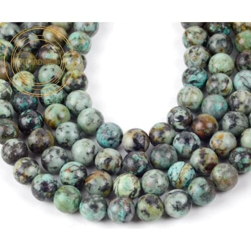 Natural Semi Precious African Turquoises Stone Beads For Jewelry Making Needlework Diy Bracelet Charm 4-12mm Crafts Wholesale