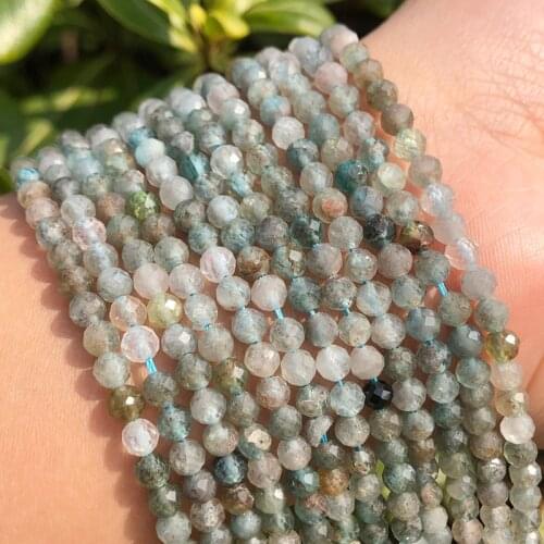 Natural Gem Faceted Apatite Stone Round Loose Rondelle Small Beads For Jewelry Making Diy Needlework Bracelet Necklace 2/3/4mm