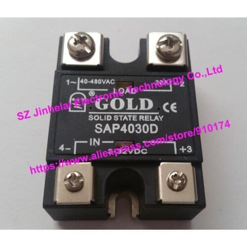 Authentic original SAP4030D GOLD Single-phase solid state relay DC control AC 30A 3-32VDC 40-480VAC