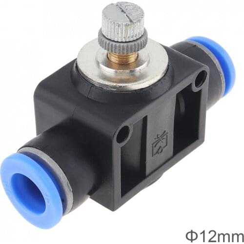 12mm Practical Black Adjustable Pneumatic Components Quick Connector Gas Flow Hand Valve with Plastic Socket