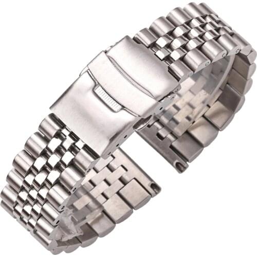 Stainless Steel Watch Bracelet Strap 20mm 22mm 24mm Women Men Silver Solid Metal Watchband Accessories