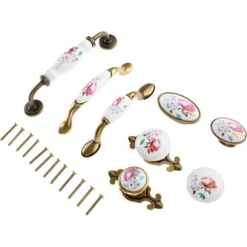 1xVintage Ceramic Cabinet Knobs and Handles China Flower Furniture Hardware Handle for Kitchen Door Cupboard Drawer