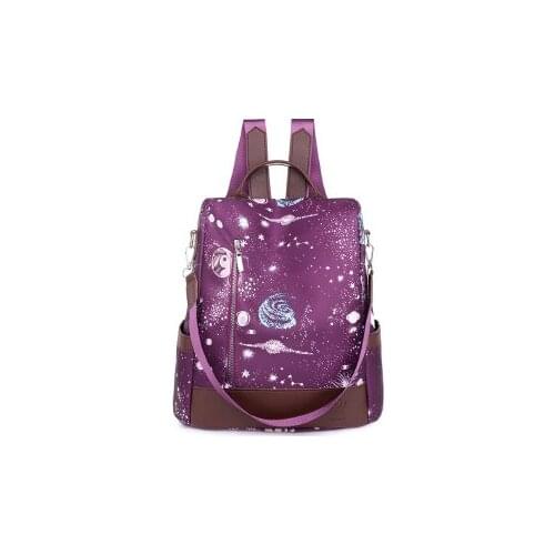 2021 new cosmic pattern backpack high quality nylon fabric fashion womens bag large capacity travel girls college school bag