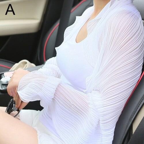 Crumpled Ruffled Sunscreen Clothes Solid Color Scarf Chiffon Ladies Driving Cycling Beach Vacation Multifunctional Shawl