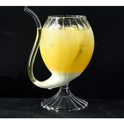 Red Wine Glass Cups Whiskey Glass Heat Resistant Glass Sucking Juice Milk Tea Wine Cup With Drinking Tube Straw Halloween Gift 6