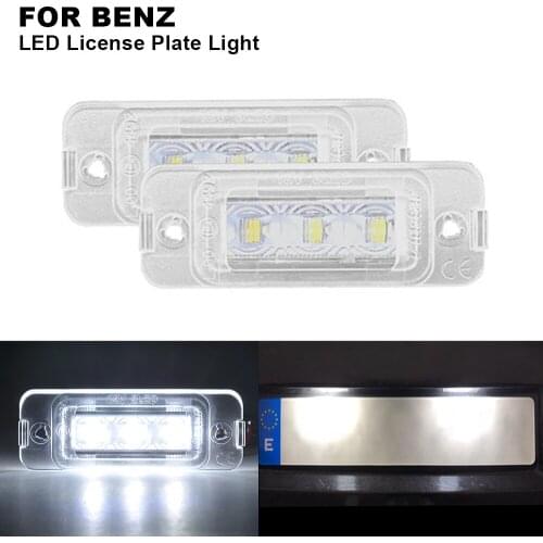 2pcs Clear LED Number Plate Lamp Canbus For BENZ W164 2005-2007/2009-2011 X164 2007-2012 W251 2006-2011 License Plate Light