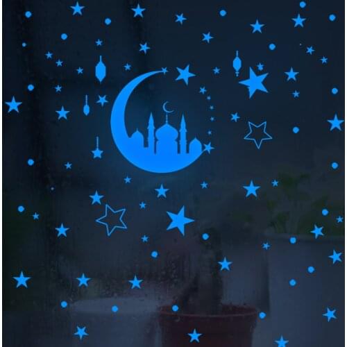 Moon Luminous Sticker Luminous Star Wall Paper Moon and Star Wall Decor Childrens Bedroom Wall Sticker Living Room Decoration