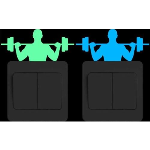 Gym Athletic Muscle Sport Luminous Vinyl Switch Sticker Bodybuilder Fitness Glow Wall Stickers Shoulder and Back Exercise Decal