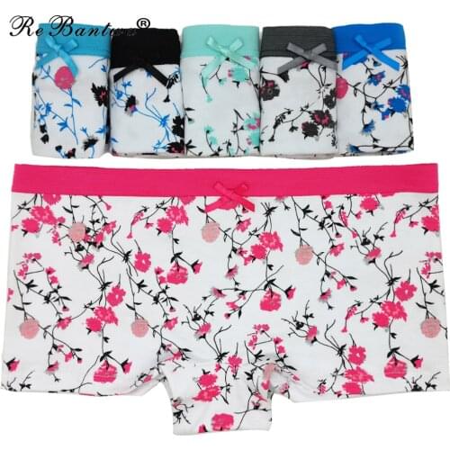 5 Pcs/Set Kawaii Print Girls Boyshort Sexy Womens Panties Boxer Cotton Underpants Female Underwear Plus Size Ladies Shorts