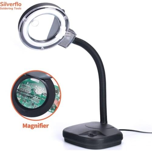 YIHUA WEP 239 5X 10X Magnifying Glass Light Flexible Magnifier Lamp Reading/Rework/Soldering Table Lamp 220V EU 110V US Plug