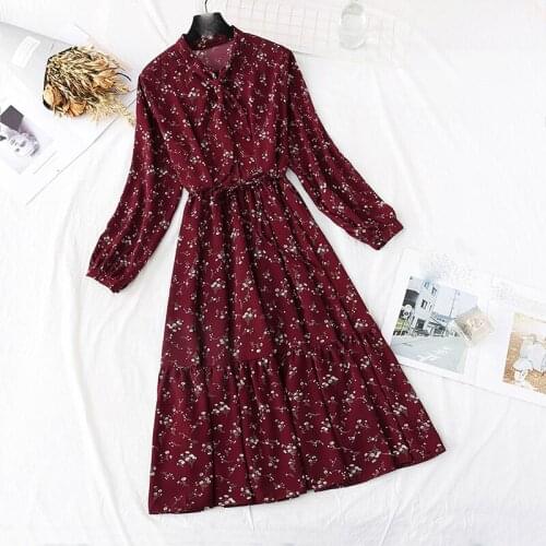 Vintage Dresses for Women 2021 new French retro long-sleeved chiffon long skirt fairy super fairy forestDress
