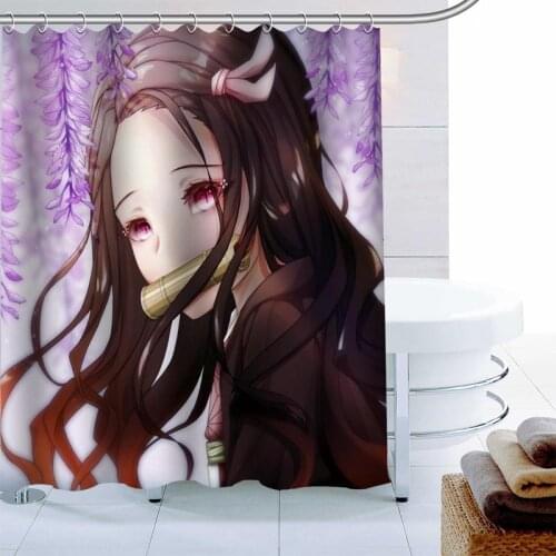 Anime Kimetsu No Yaiba Shower Curtains Polyester Bathroom Waterproof Bath Curtain Size 150X180cm165X200cm180X200cm