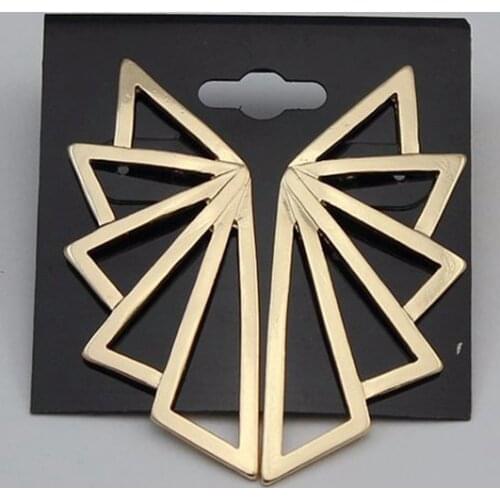 2020New Geometric Fashion Punk Designer Golden Triangle Fan Shaped Big Ear Stud Earrings For Women Brincos Grandes