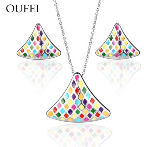 OUFEI Stainless steel Woman earring Necklace jewelry set Bohemian style fashion Indian Wedding jewelry set accessories wholesale