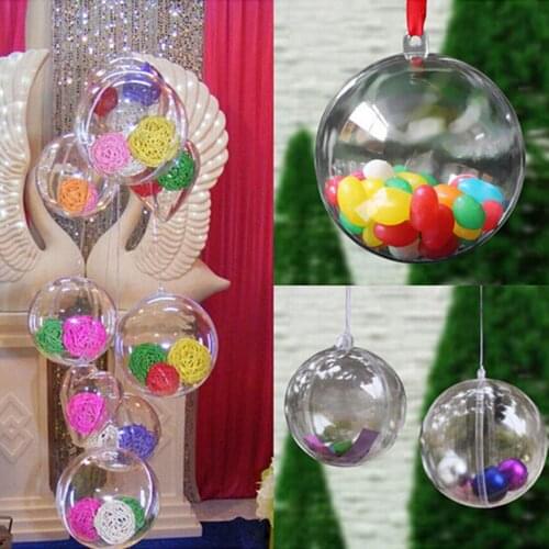 1pc Romantic Design Christmas Decorations Ball Transparent Can Open Plastic Christmas Clear Bauble Ornament Gift Present