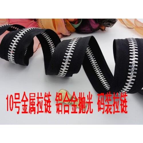 10# 5 meters+5 sliders black tape silver teeth metal zipper for sewing diy clothes luggage bags tents repair accessories
