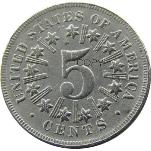 1866 Shield With Rays Five Cents Nickel Copy Coins