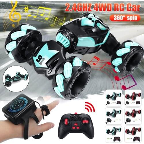2021 new RC Car 4WD Radio Control Stunt Car Gesture Induction Twisting Off-Road Vehicle Drift RC Toys With Light & Music