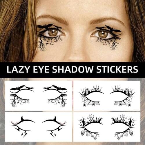 4 Pairs Temporary Eye Tattoo Stickers DIY Halloween Eyeliner Eyes Make Up Sticker For Halloween Party Masquerade Rave Festival