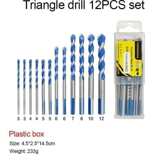 5/6/7/8/12Pcs Multi-functional Glass Drill Bit Triangle Bits Ceramic Tile Concrete Brick Metal Drill Bit DIY Wall Hole Saw Drill