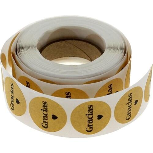 500pcs Kraft Gracias Spanish Thank You labels Stickers Envelope Package Seal