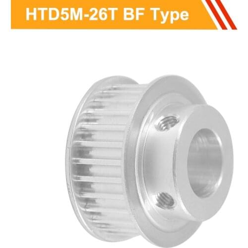 5M 26T Transmission Pulley HTD5M Type Aluminium Wheel Pulley 16mm/21mm Belt Width 6/8/10/12/17/19/20mm Bore Tooth Belt Pulley