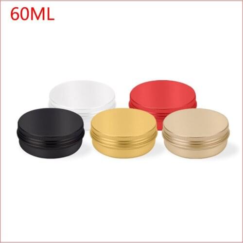 60ml aluminum jar 60 gram metal cream jar silver aluminum tin, 60g metal cosmetic container red/black/yellow/silver 100pcs/lot