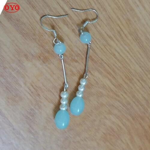 925 sterling silver long pearl earrings