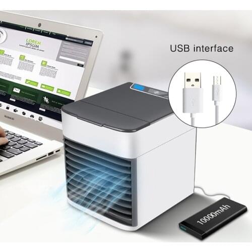 New Car Air Cooling Fan Mini USB Portable Air Conditioner Built-in LED Lamp Auto Cooler Air Fan Car Humidifier Fan Accessories