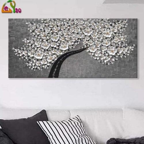 White Yellow Flower/Floral Abstract 5d Diy Diamond Painting Full Square Handmade Diamond Embroidery Large Size Home Decor