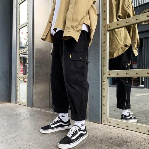 Retro Fashion Streetwear Men Pants Spring Summer Ankle-Length Pants Black Army Green Comfortable Polyester Cotton Men Sweatpants