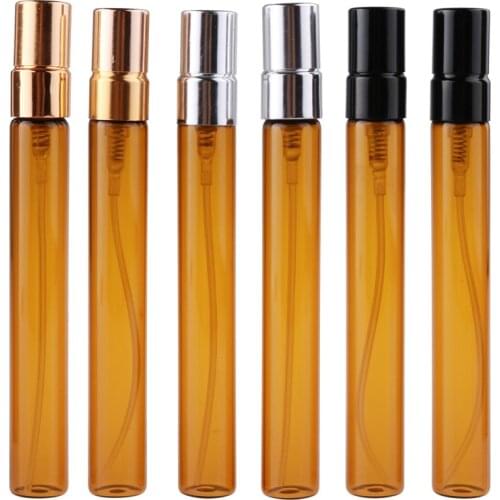Spray Pump Bottle Glass Empty Cosmetic Atomizer Toner Astringent Refillable Vials Dark Brown 10 ML Makeup Sample Perfume Bottle