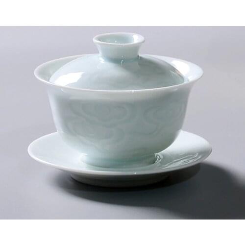 Jingdezhen Tea Bowl 150ml Ceramic Porcelain Cup Celadon Tea Tureen China Kung Fu Tea Set Master Cups Creative Gaiwan Teaware Art