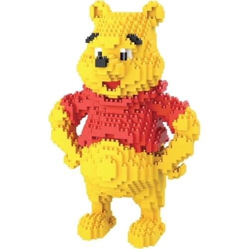 Disney Cutey Kawaii Winnie Bear Construction Toys Anime Little Bear Vigny Doll Building Blocks Anime Model Toys Holiday Gifts