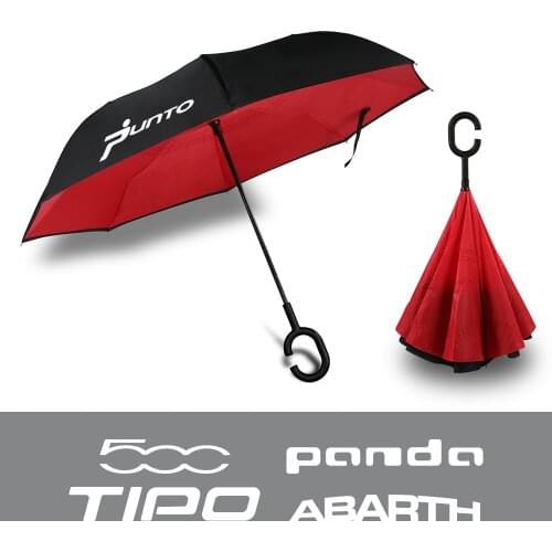For Fiat 500 ABARTH Trim X Sport PANDA Trekking PUNTO TIPO Auto Accessories Double Layer C shaped Handle Inverted Umbrella