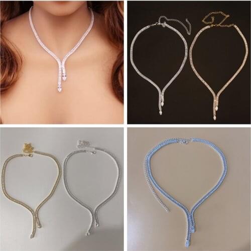 Emmaya Exquisite Shiny Zircon Jewelry For Women Wedding Party Jewelry Accessories Crystal Zircon Stud Necklace Gift Wholesale