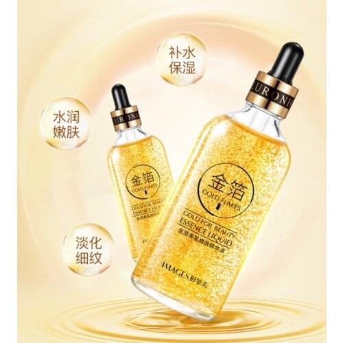 24K Gold Essence Gold Foil Skin Rejuvenation Skin Essence Moisturizing Shrink Pores Nourishes Wrinkles Care 100ml
