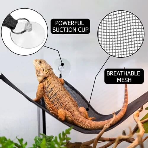 Pet Hammock with Suction Cups for Reptile/Lizard/Geckos Climbing in Breathable Mesh Triangle