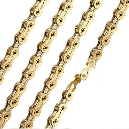 Mountain Road Bike Chain 10 Speed 11 Speed Ultra Light Gold Semi-Hollow Wth Magic Buckle