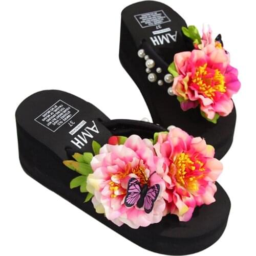 HAHAFLOWER new slippers female summer fashion flower flip flops sweet shoes sandals and slippers