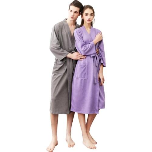 New Fashion Men and Women Couple Robe Sleepwear Long Style Full Length Coat Bathrobe Sleepwear Plus Size Loungewear Homewear