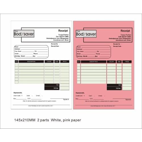Custom print A5 145X210mm size two copy invoice book , include shipping cost by DHL or Fedex to USA