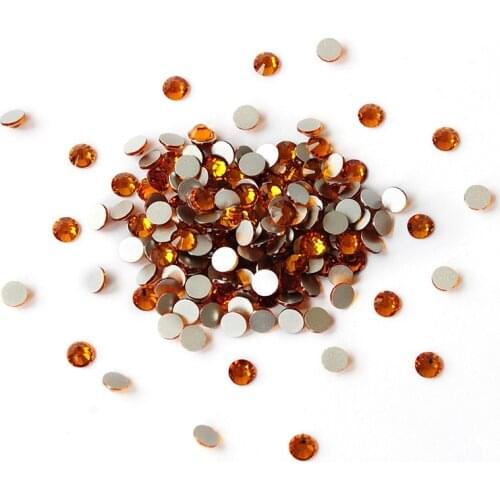 Non Hot Fix Rhinestone Topaz Color Different Size Crystal Glass Flatback Crystal Strass For 3D DIY Nail Decoration