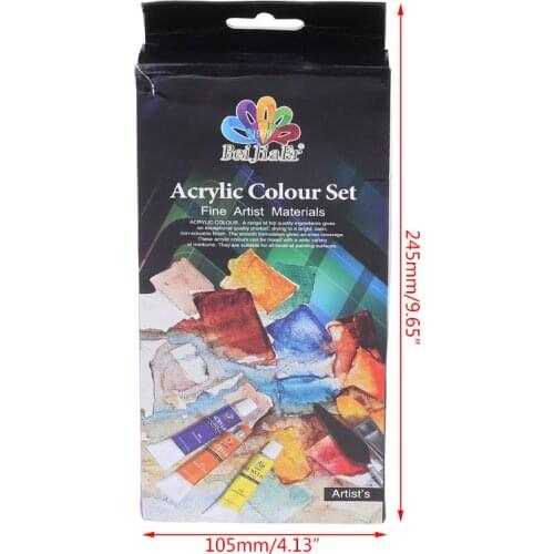 12 Colors 12ML Tube Acrylic Paint set Art Painting Drawing Tools For Kids DIY 4X7E