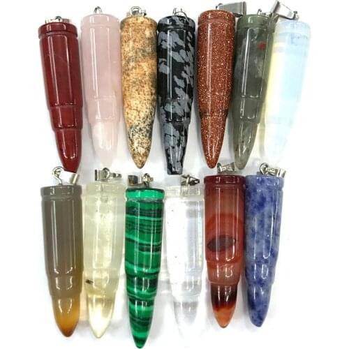 Conical Snowflow Stones Pendant Aura Healing Semi-precious Stone Amulet DIY Jewelry Natural Stone Charms Size 10x40mm
