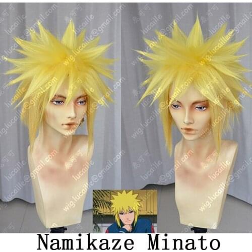 Namikaze Minato Short Golden Blonde Layered Synthetic Hair Cosplay Wig + Wig Cap
