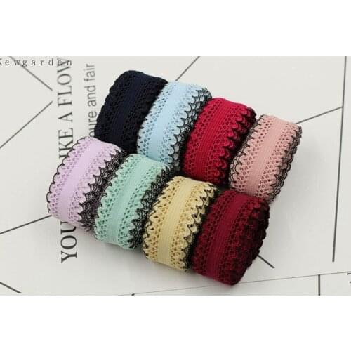 Kewgarden 25mm 2.5cm Laciness elastic ribbon DIY bowknot accessories Satin ribbons handmade riband tape 6y/lot