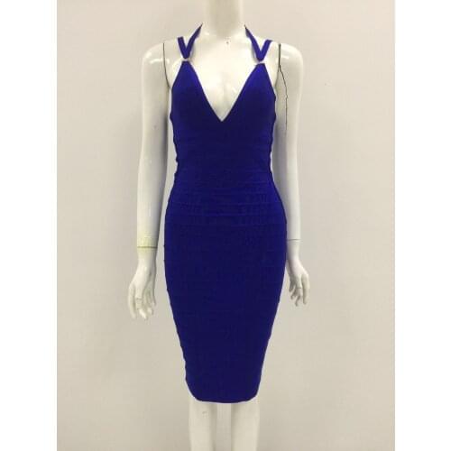 Summer Black Blue Khaki Women Dress 2018 Sexy Bodycon Halter Neck Party Bandage Dresses Nightclub Vestidos Wholesale DropShip