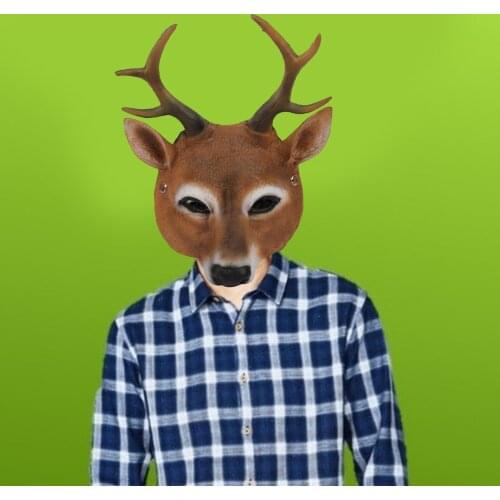 Cosplay Christmas Reindeer 3d Animal Realistic Halloween Carnival Costume Ball Carnival Party Pu Foam Latex Deer Head Mask