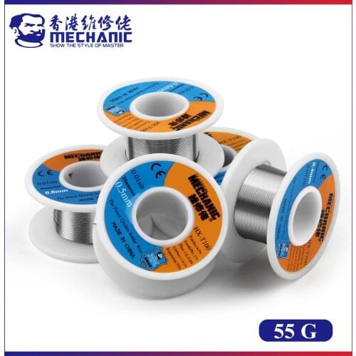 MECHANIC HX-100 55g 63%/37% Sn/Pb Rosin Core 183℃ Melting Point 0.2mm To 1.2mm Solder Wire Welding Flux 1.0-3.0% Iron Cable Reel